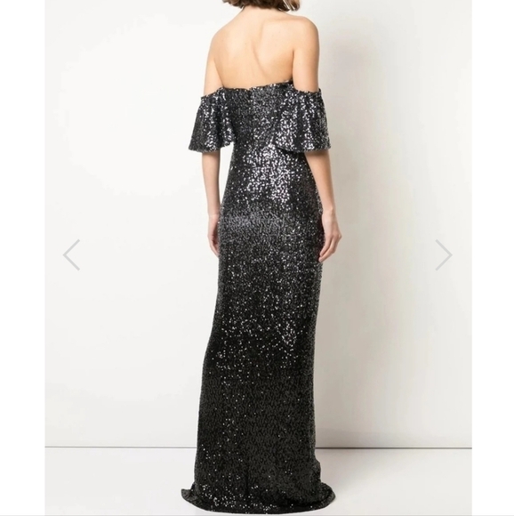 Marchesa Notte Ombré Sequin Gunmetal Column 3 In 1 Evening Gown NWT Size 6 - Picture 8 of 16